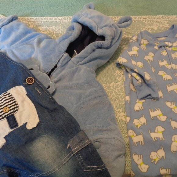 BLUE BABY SNOWSUIT BABY JAMAS BUNTING BABY OVERALLS ANIMAL 3 PIECES LOT